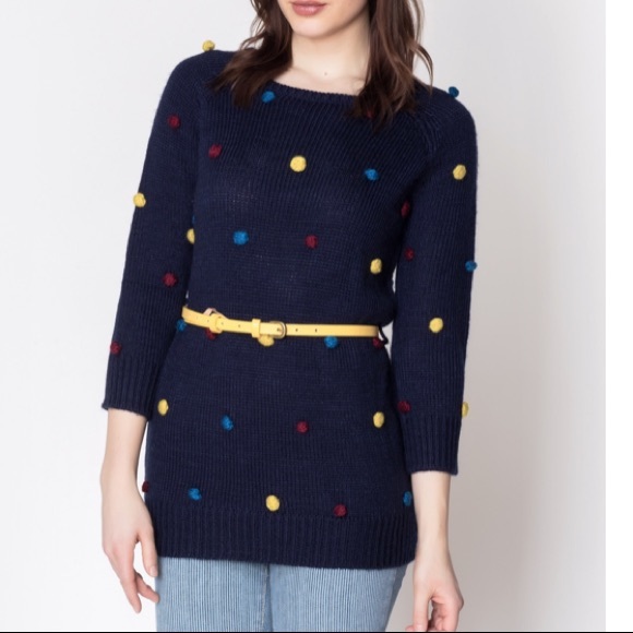 ModCloth Yumi Knitwear Multicolor Pom Pom Sweater - Picture 1 of 9